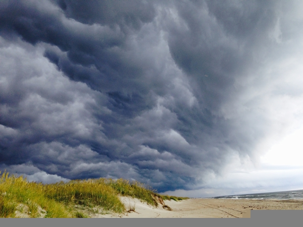 Storm rolling onto a beach