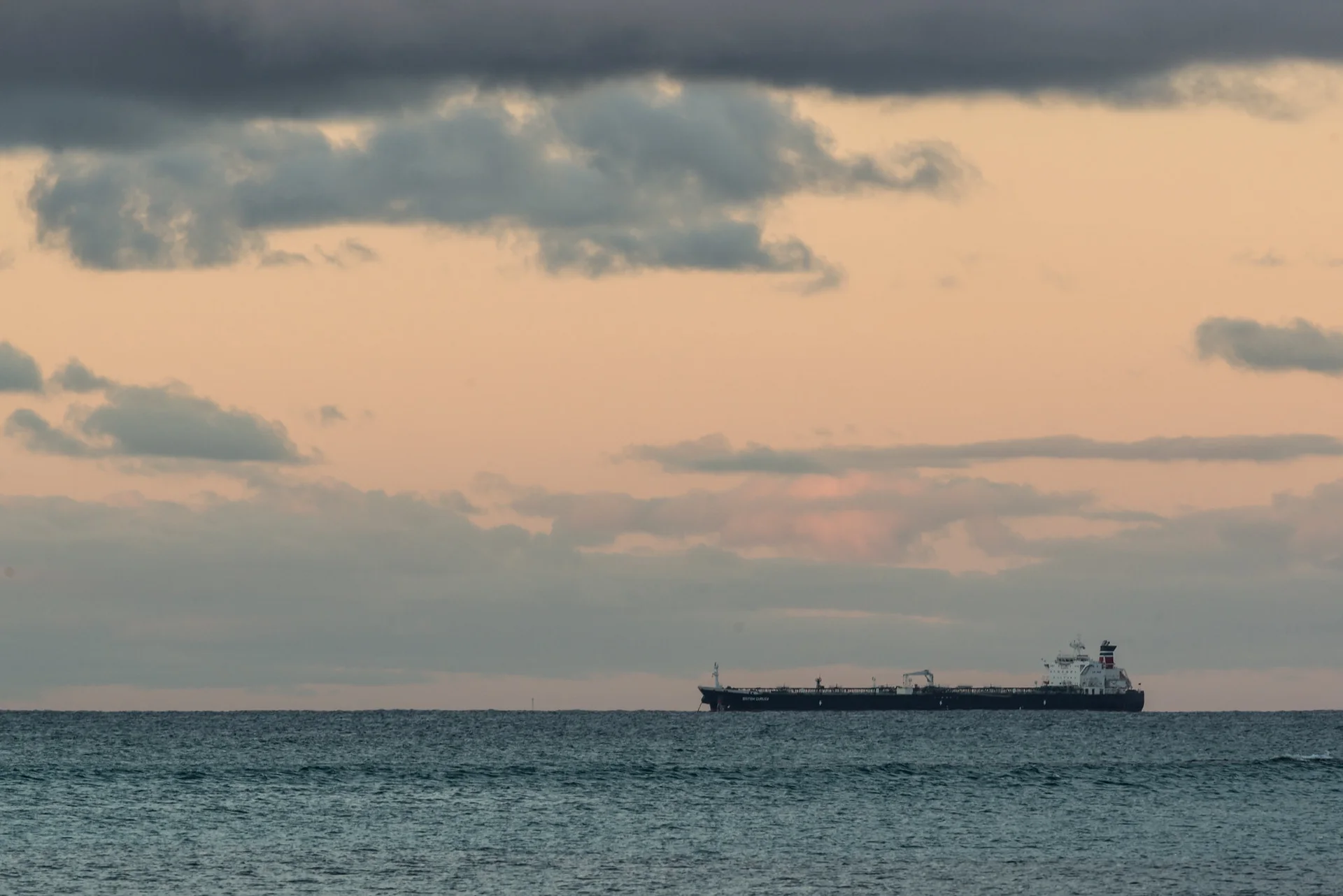 An oil tanker in the ocean