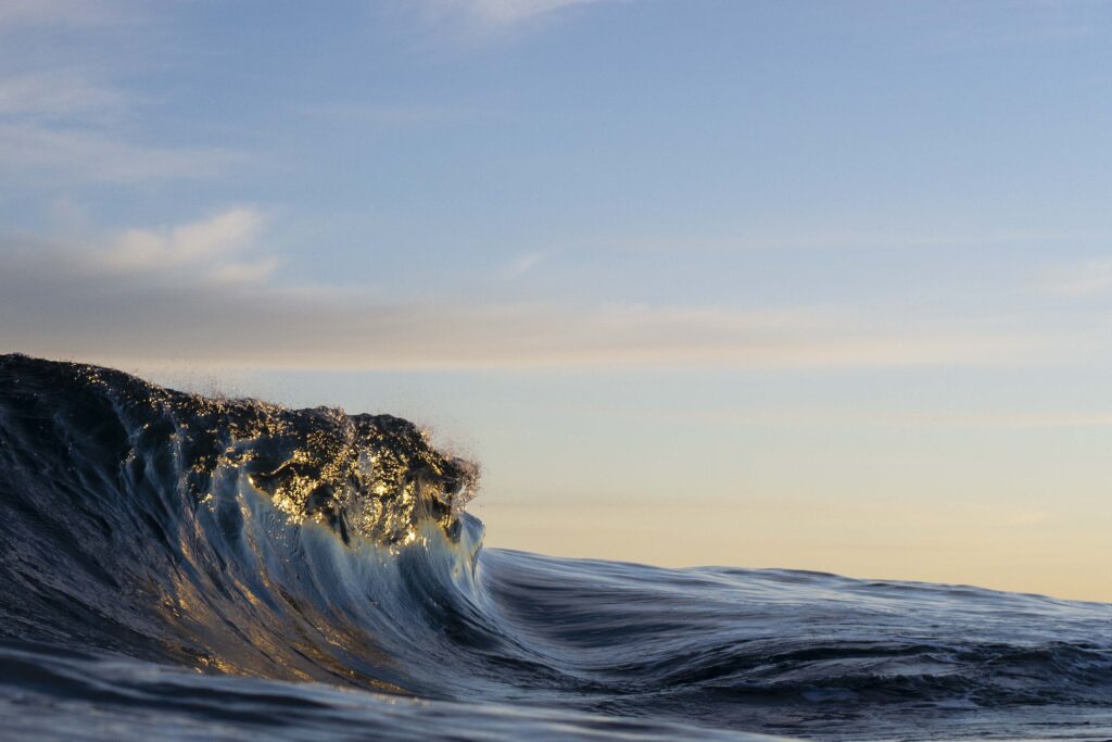 Wave at sunrise in Scotland